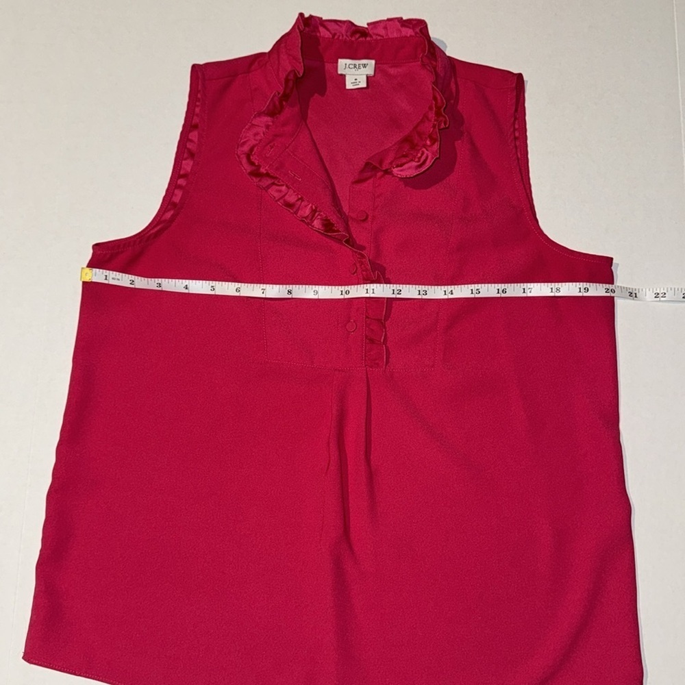 J.Crew Factory Women's 8 - Begonia Pink Ruffle-Trim Henley Tank Blouse‎ - Picture 3 of 7